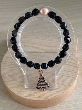 Golden Obsidian & Shell Pearl Christmas Tree Bracelet